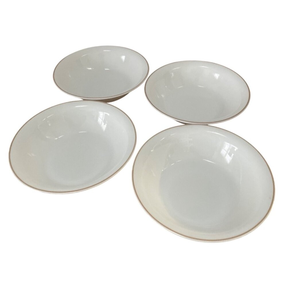 Vtg Corelle Pacifica Tan Rim Cereal Soup Salad Bowls 7.25 inch Set of 4 1980s